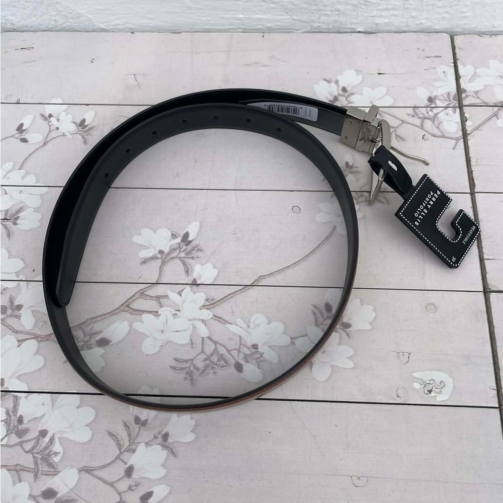 Perry Ellis Black Belt with Silver Buckle